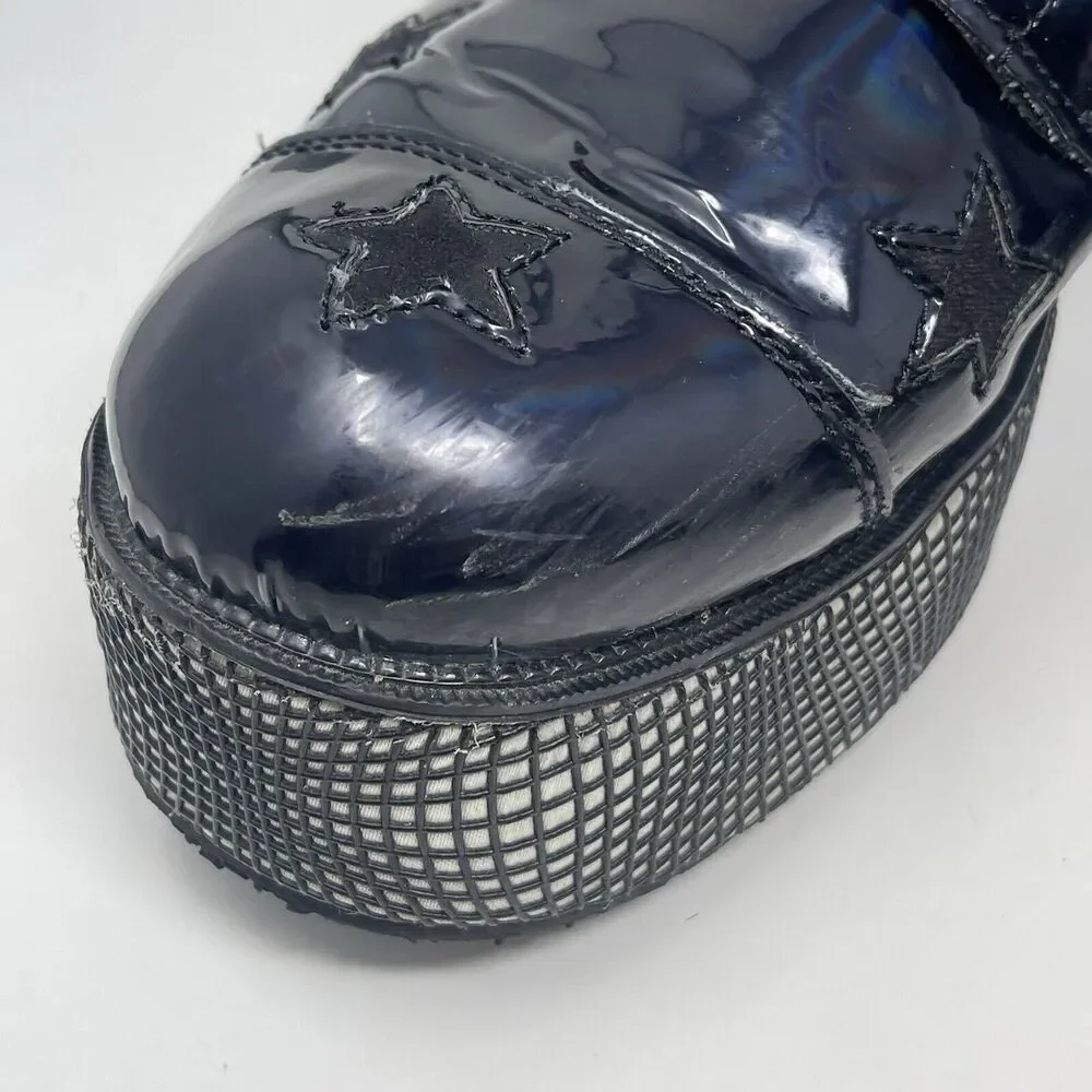 T.U.K. TUK Dolls Kill Platform Boots Womens 10 Black Creepers Wrapped Heel Goth